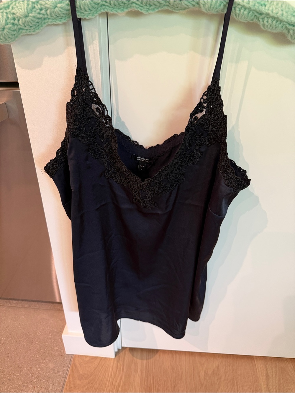 Express Navy Lace-Trim Tank Top